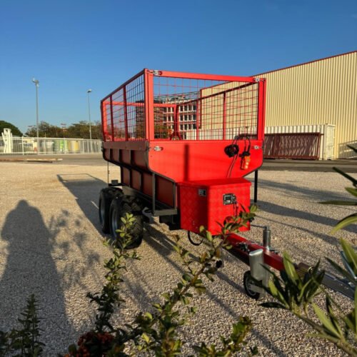 Remorque Benne Électro-Hydraulique Orange 2 Essieux (PTC 1400 kg) OCCASION