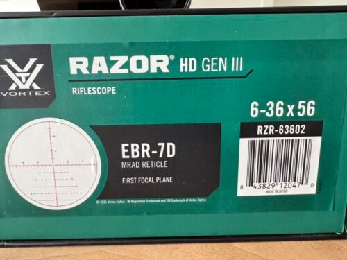 Lunette de tir Vortex Razor Gen III 6-36x56 EBR-7D (MRAD) OCCASION NEUVE – Image 5