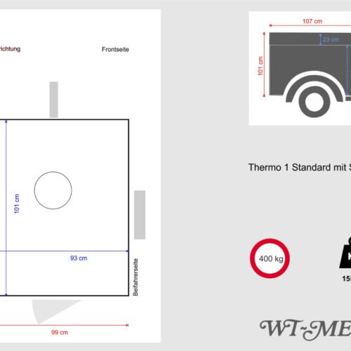 Remorque pour chien WT-Metall Thermo 1 Standard avec toit de rangement
