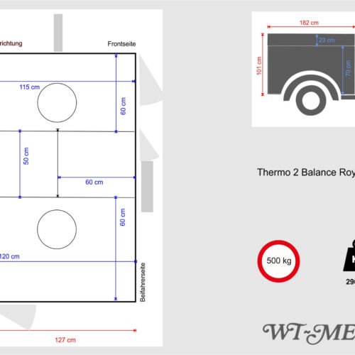 Remorque pour chien WT-Metall Thermo 2 Balance Royal avec toit de rangement