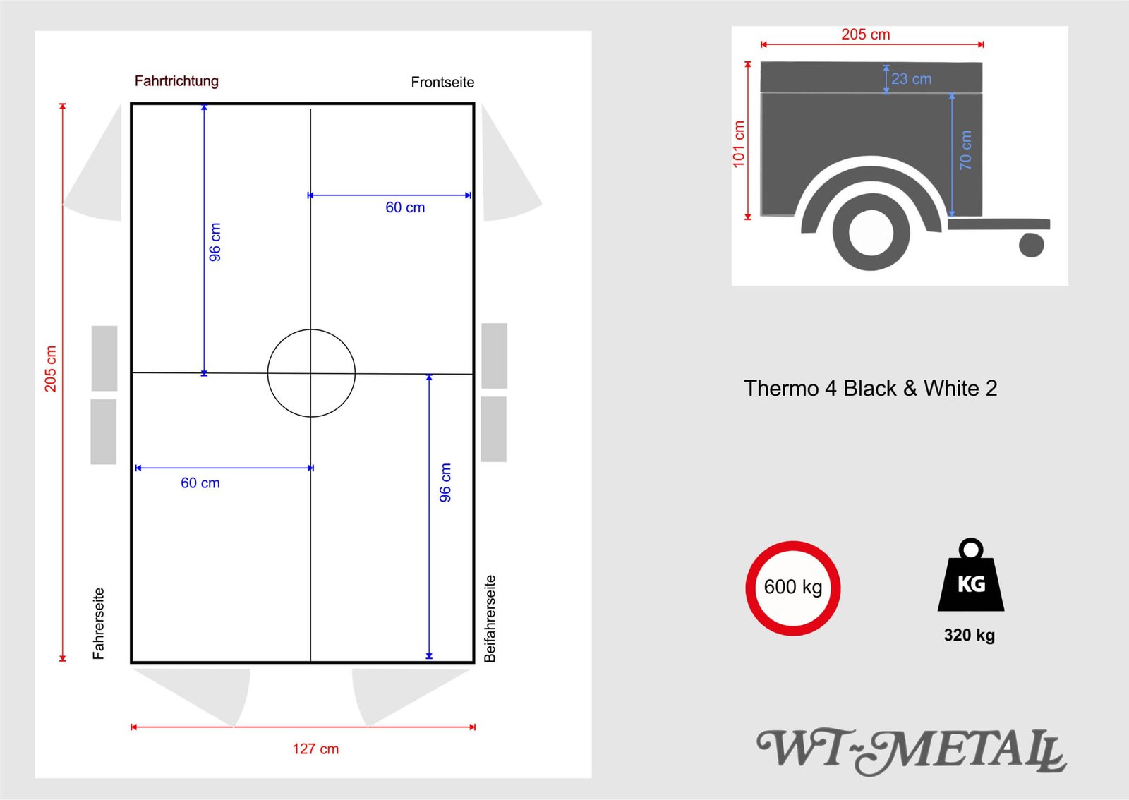Remorque Tandem WT-Metall Thermo 4 avec toit de rangement – Image 2